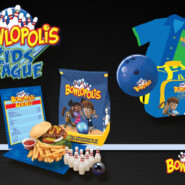 Bowlopolis Product Mock-ups and Kids League Logo